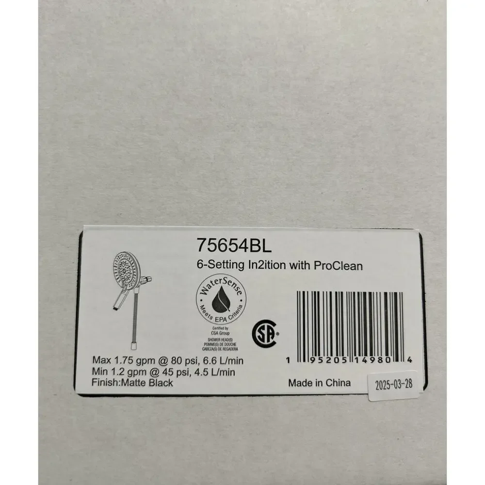 Delta In2ition 2-in-1 Shower Head With ProClean 6-Settings Matte Black 75654BL